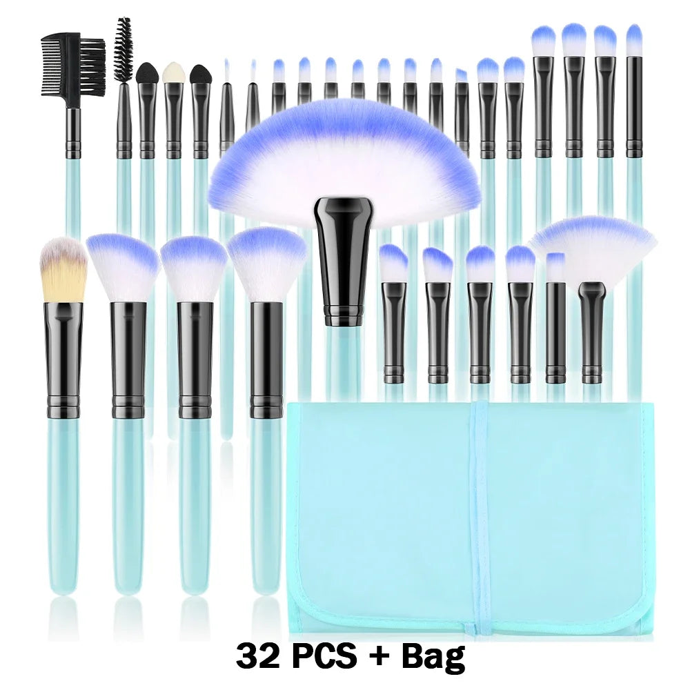 Nouvel ensemble de 10/32 pinceaux de maquillage doux et moelleux pour poudre, fond de teint, contour, fard à joues, correcteur, fard à paupières, estompeur et illuminateur – Outil de beauté