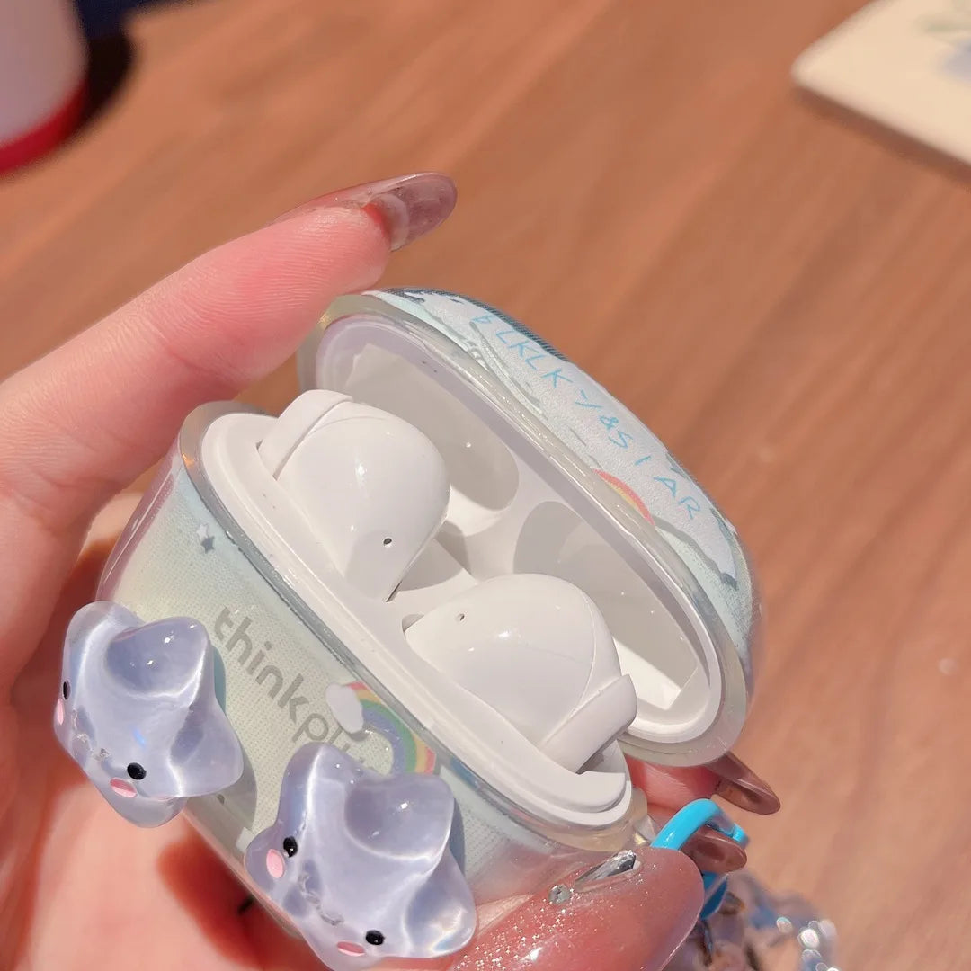 Étui de protection pour écouteurs OPPO Enco Buds 2, housse souple avec nœud de dessin animé cerise pour casque OPPO Enco Air 2i avec porte-clés