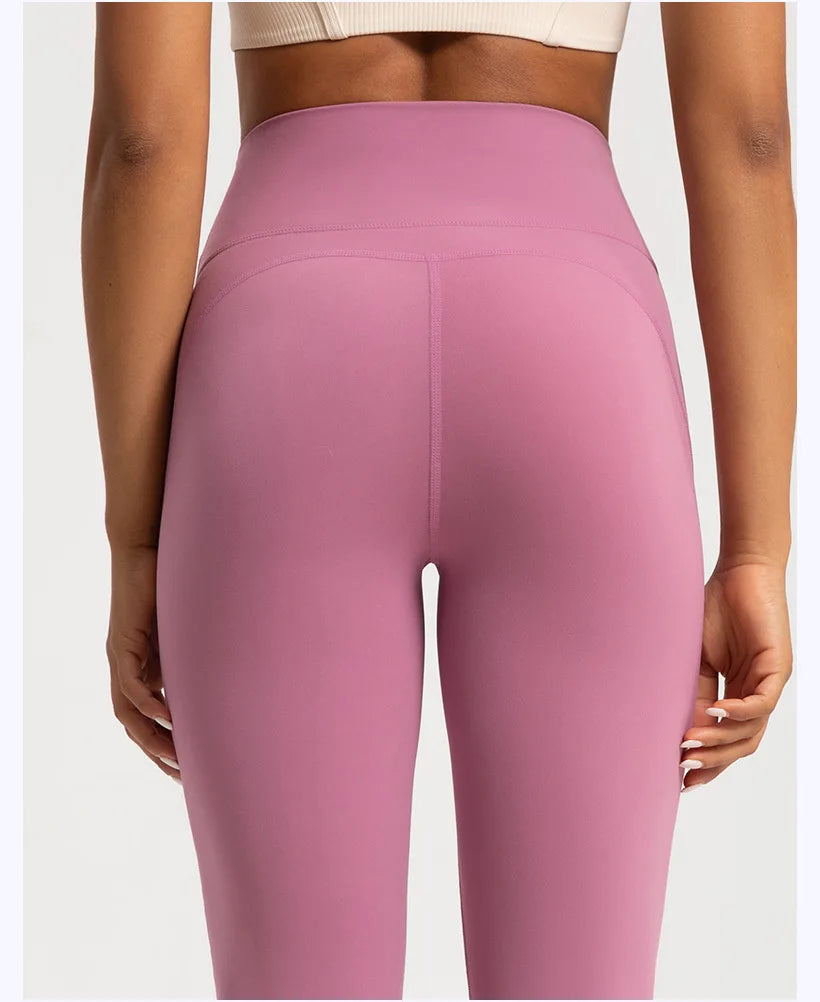 Pantalon évasé en velours pour femme, taille haute, couleur nude, amincissant, chaud, coupe large, pour le sport, le fitness et le yoga