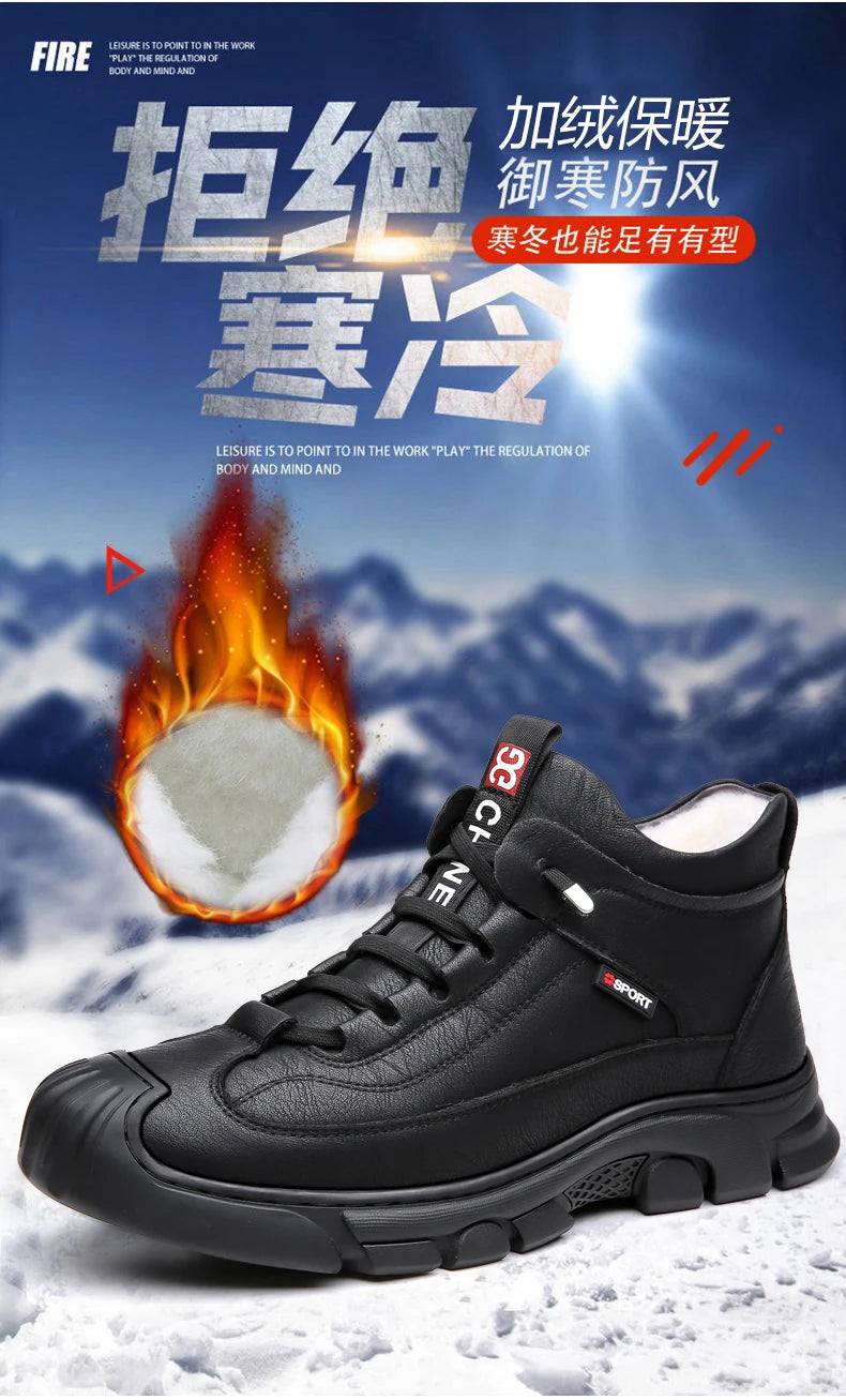 Bottes en cuir Pu hommes printemps chaussures hautes décontractées pour hommes tendance fermeture éclair chaussures plates hiver Sneaker vulcanisé cheville Tennis Zapatillas