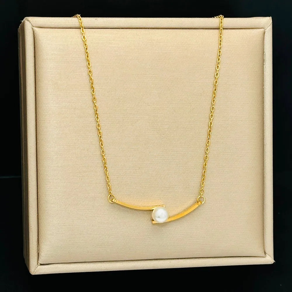 Collier pendentif perle de luxe pour femme, tour de cou croix, acier inoxydable, pas de décoloration, nouvelle mode, tempérament, cadeau accessoire bijoux