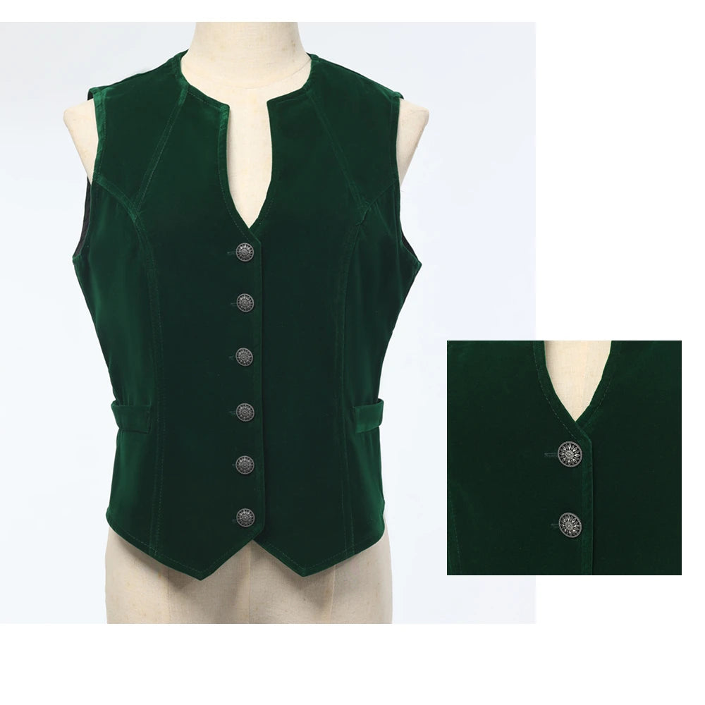 Gilet en velours Vintage pour femmes, col en V, court, sans manches, hauts décontractés, veste ajustée régulière