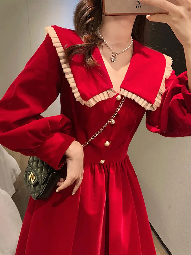 Robe en velours pour femmes, jupe longue Kimono à la mode, taille française, printemps automne