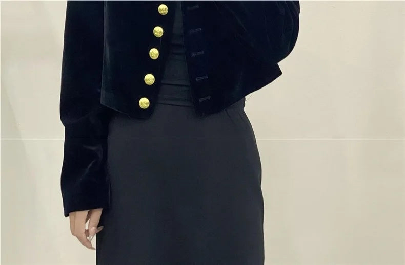 Manteau court en velours pour femmes, nouveau Style à la mode, haut amincissant et polyvalent, automne