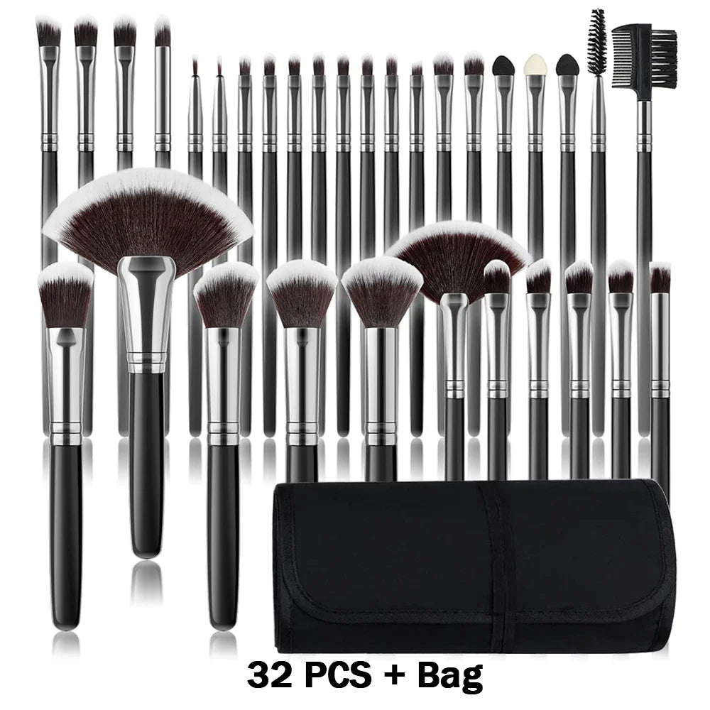 Nouvel ensemble de 10/32 pinceaux de maquillage doux et moelleux pour poudre, fond de teint, contour, fard à joues, correcteur, fard à paupières, estompeur et illuminateur – Outil de beauté