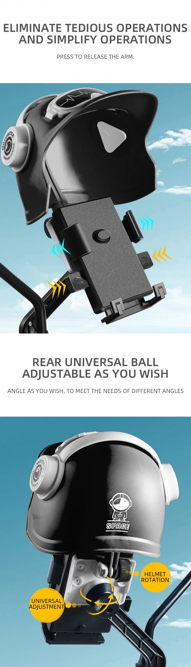 1pc petit casque cavalier moto support pour téléphone portable vélo électrique étanche parasol Navigation support pour téléphone portable