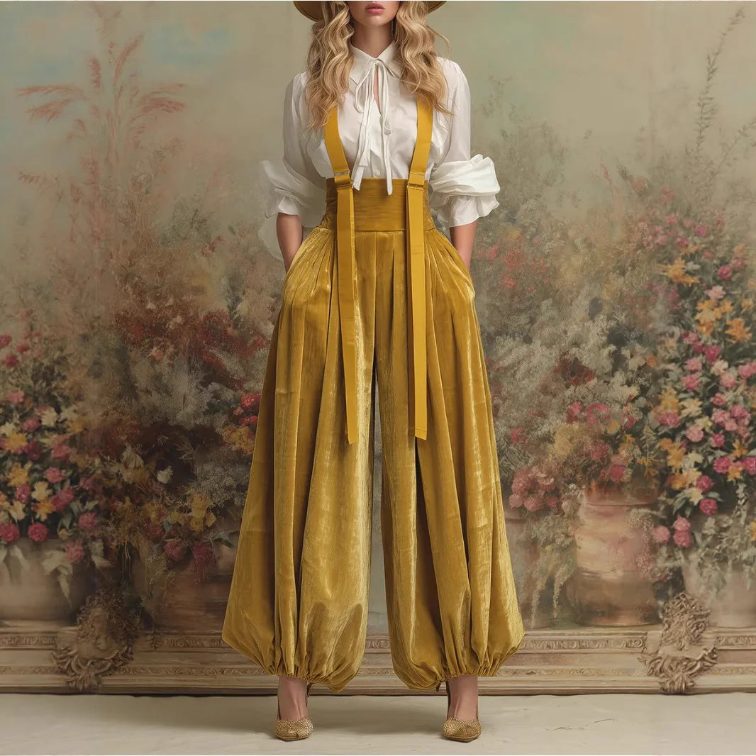 Combinaison en velours pour femme, taille haute, ample, style salopette, mode printemps-été