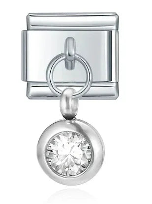2025 femmes mode douze mois Zircon italien breloques liens modulaire ajustement 9mm en acier inoxydable élastique Bracelet bricolage fabrication de bijoux