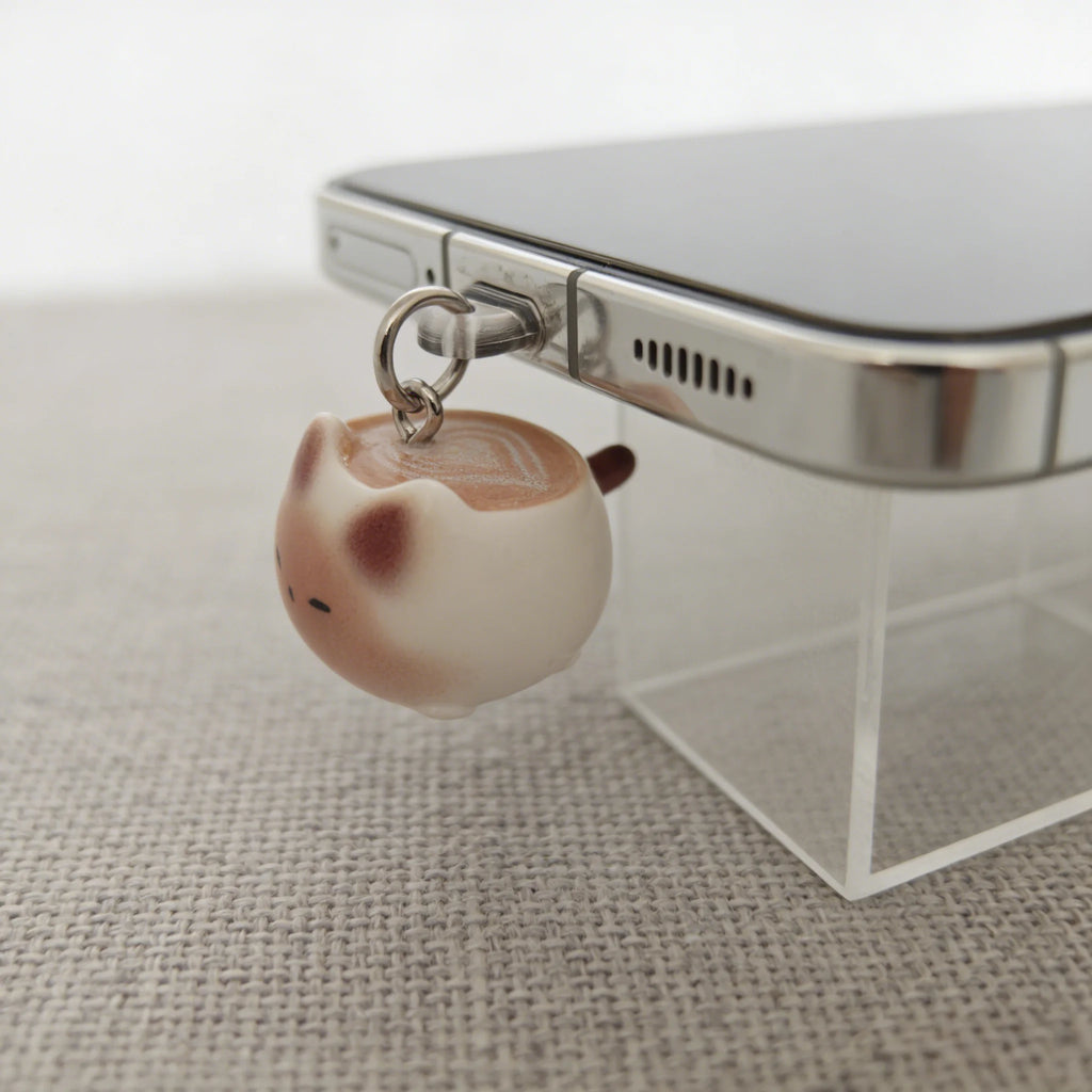 Cache-poussière pour téléphone en forme de tasse de café avec sangle anti-perte, accessoires de décoration pour téléphone, pendentif pour téléphone, protecteur de port de charge