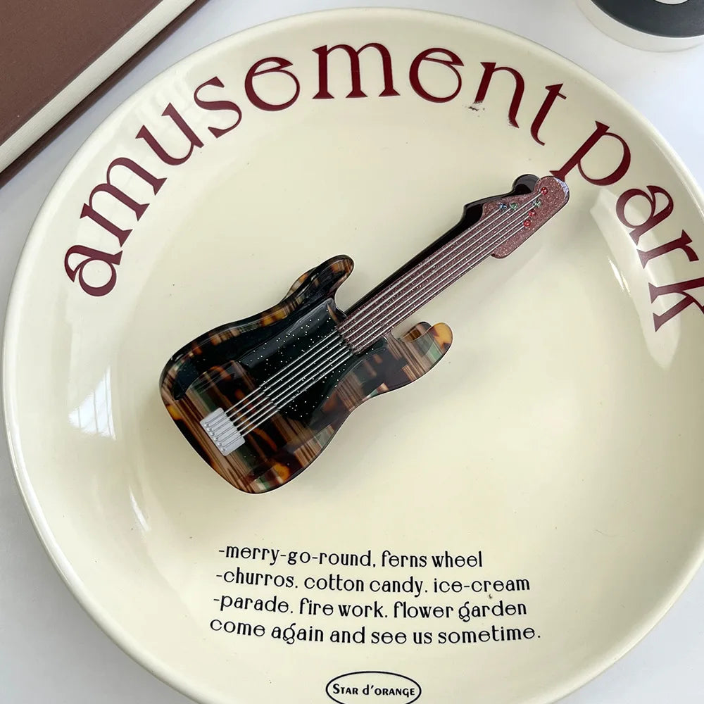 Accessoire de cheveux pour femmes, nouveau violon basse, acide acétique léger, luxe, queue de cheval haute, pince requin, couleur blanche, griffes simples à la mode