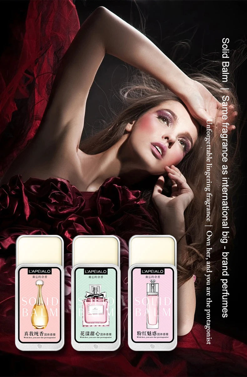 Baume solide parfumé aux phéromones pour femme, parfum longue durée, fragrance légère, baume parfumé solide portable
