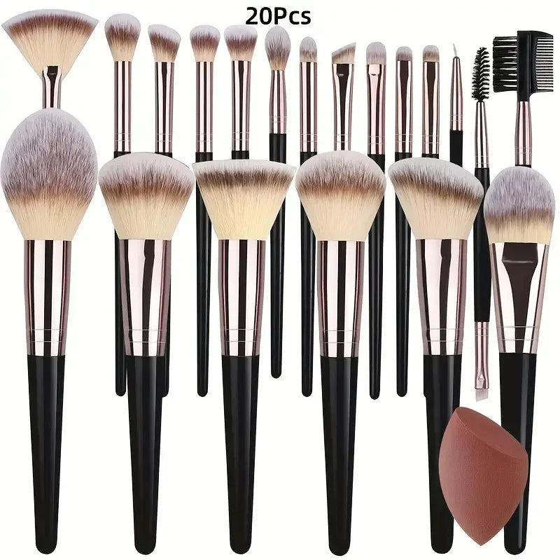 Ensemble de pinceaux de maquillage doux et moelleux, pour fard à paupières, fond de teint, correcteur, blush, Kabuki, outil de beauté professionnel pour femmes, 3 à 20 pièces