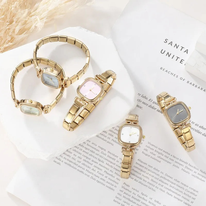Connecteur de montre de mode en acier inoxydable, lien de charme italien de 9MM, en-tête de montre carrée pour femmes, Bracelet de liaison, bijoux à bricoler soi-même, cadeau