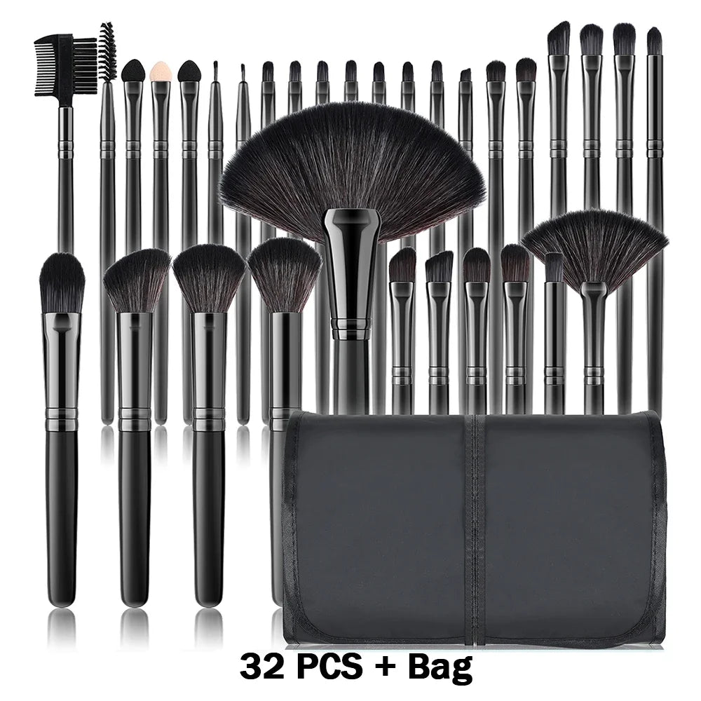 Nouvel ensemble de 10/32 pinceaux de maquillage doux et moelleux pour poudre, fond de teint, contour, fard à joues, correcteur, fard à paupières, estompeur et illuminateur – Outil de beauté