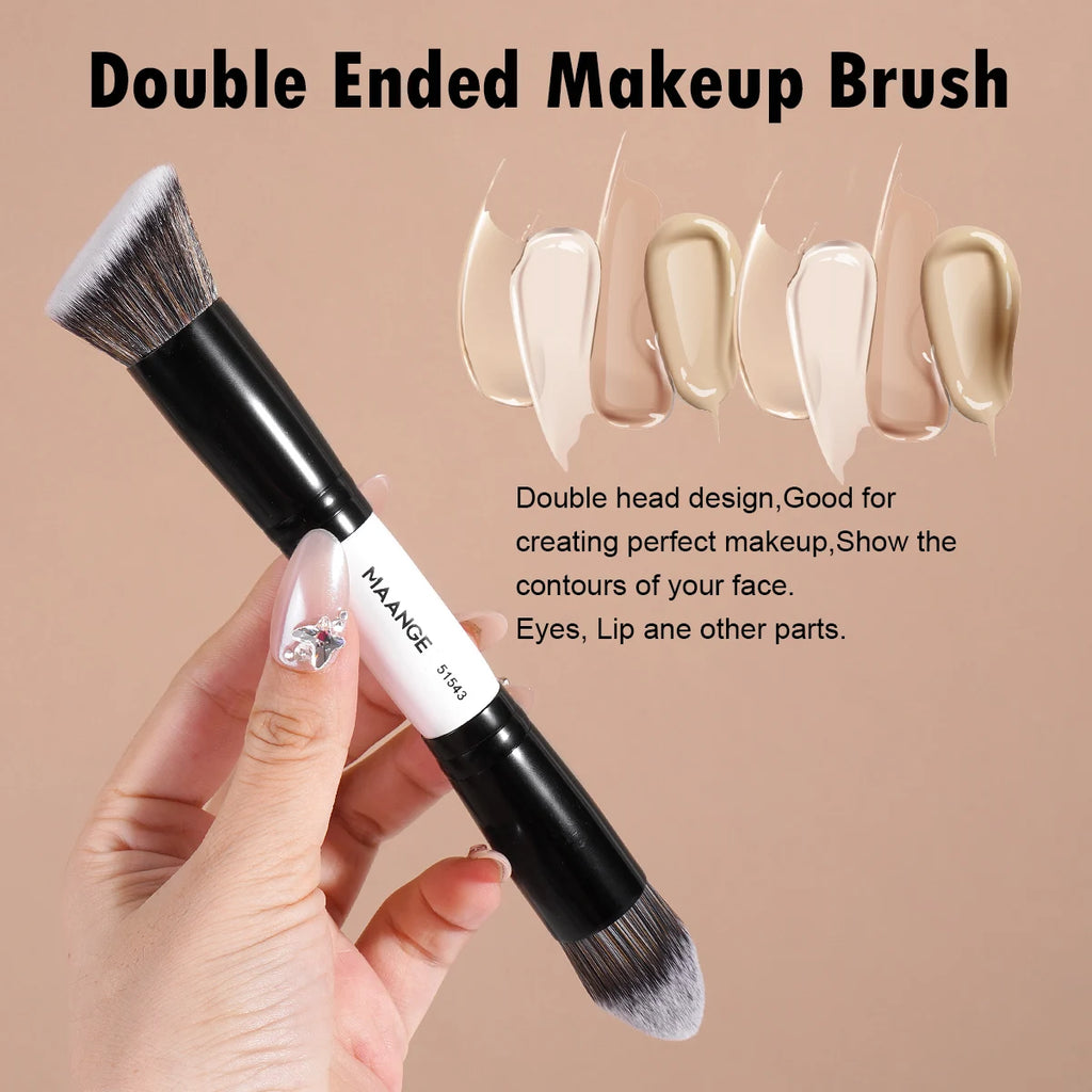 Pinceaux de maquillage MAANGE, lot de 6 pinceaux professionnels synthétiques pour fond de teint, anticernes, kabuki, visage, pinceaux de maquillage de voyage