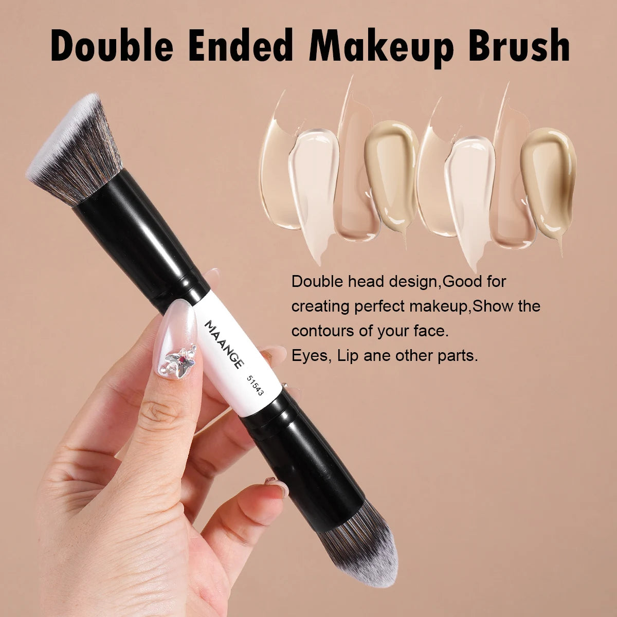 Pinceaux de maquillage MAANGE, lot de 6 pinceaux professionnels synthétiques pour fond de teint, anticernes, kabuki, visage, pinceaux de maquillage de voyage