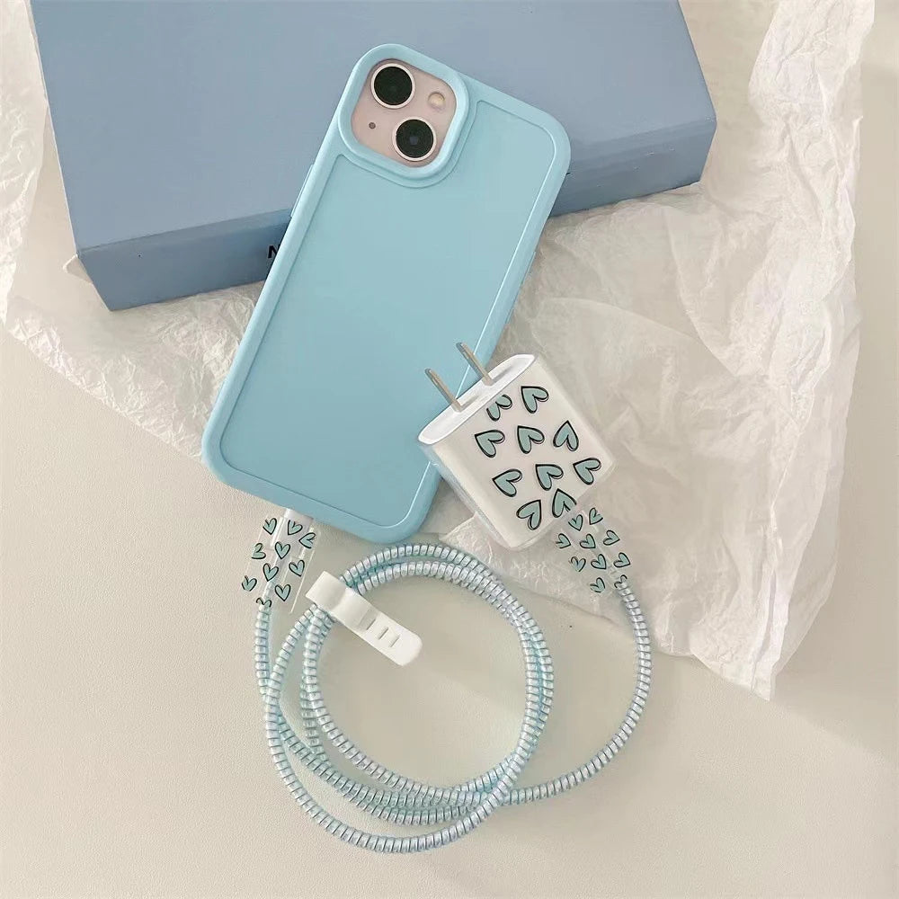 Étui de protection de câble de données de charge 4 en 1, housse de protection de chargeur, accessoires d'enrouleur, manchon pour iPhone 15, 14, 13, 16, 11, 18W, 20W