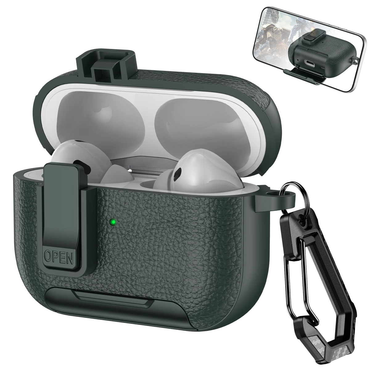 Support de téléphone étui cortex pour AirPods Pro 3 housse de casque Bluetooth pour AirPods Pro 2 ou AirPods 1 2 3 4 Pro étui avec crochet