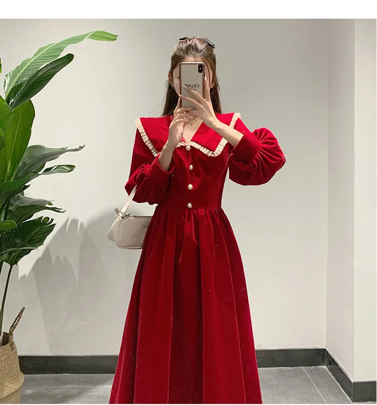 Robe en velours pour femmes, jupe longue Kimono à la mode, taille française, printemps automne