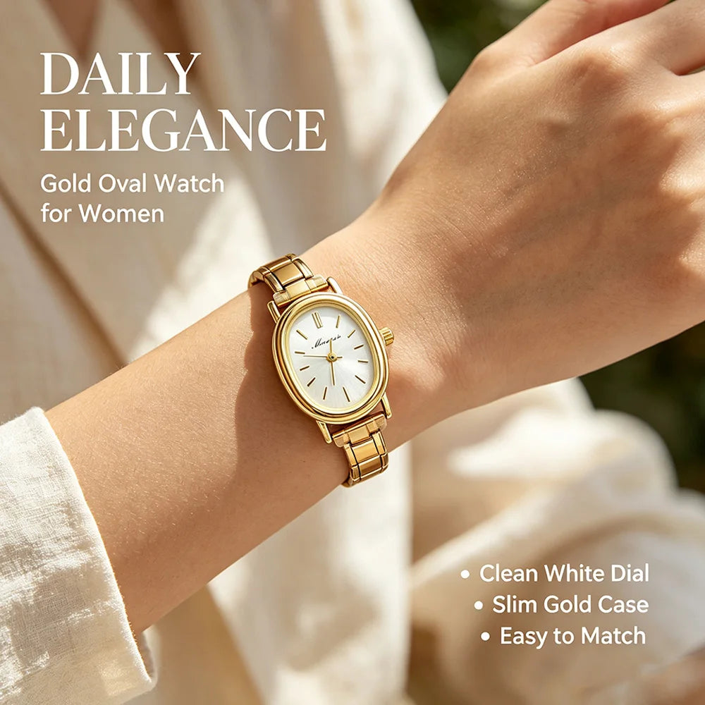 Montre à breloques DIY 9MM, style vintage de luxe, en acier inoxydable, bracelet à maillons italiens dorés pour femme, idéale pour le bureau au quotidien