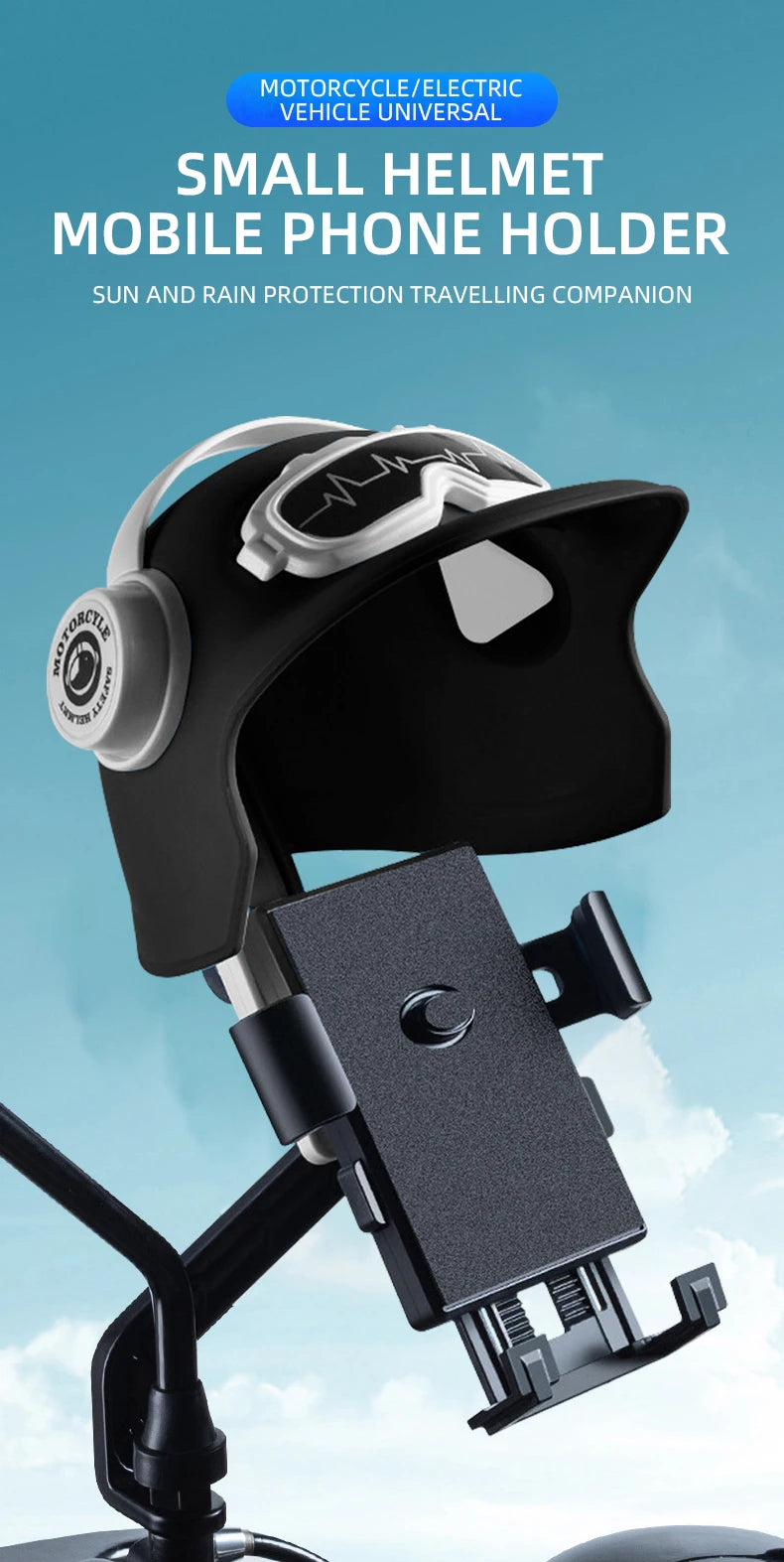1pc petit casque cavalier moto support pour téléphone portable vélo électrique étanche parasol Navigation support pour téléphone portable