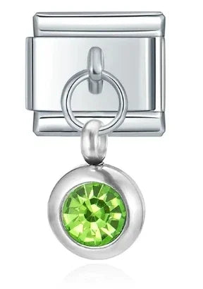 2025 femmes mode douze mois Zircon italien breloques liens modulaire ajustement 9mm en acier inoxydable élastique Bracelet bricolage fabrication de bijoux