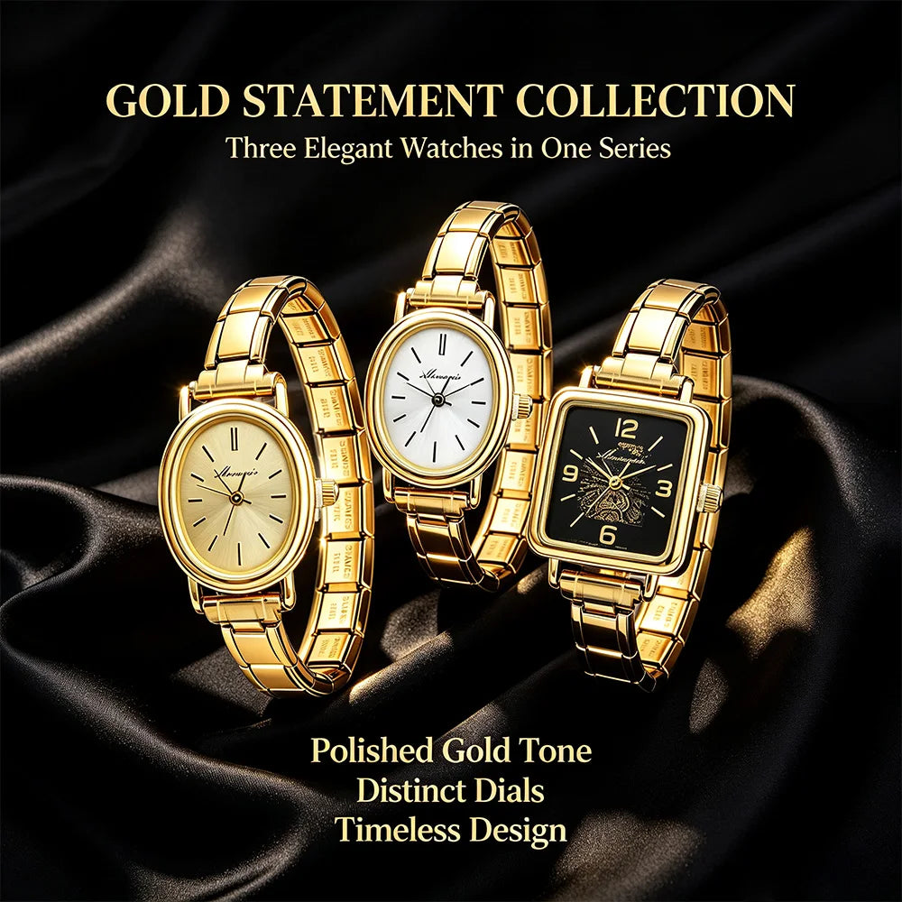 Montre à breloques DIY 9MM, style vintage de luxe, en acier inoxydable, bracelet à maillons italiens dorés pour femme, idéale pour le bureau au quotidien