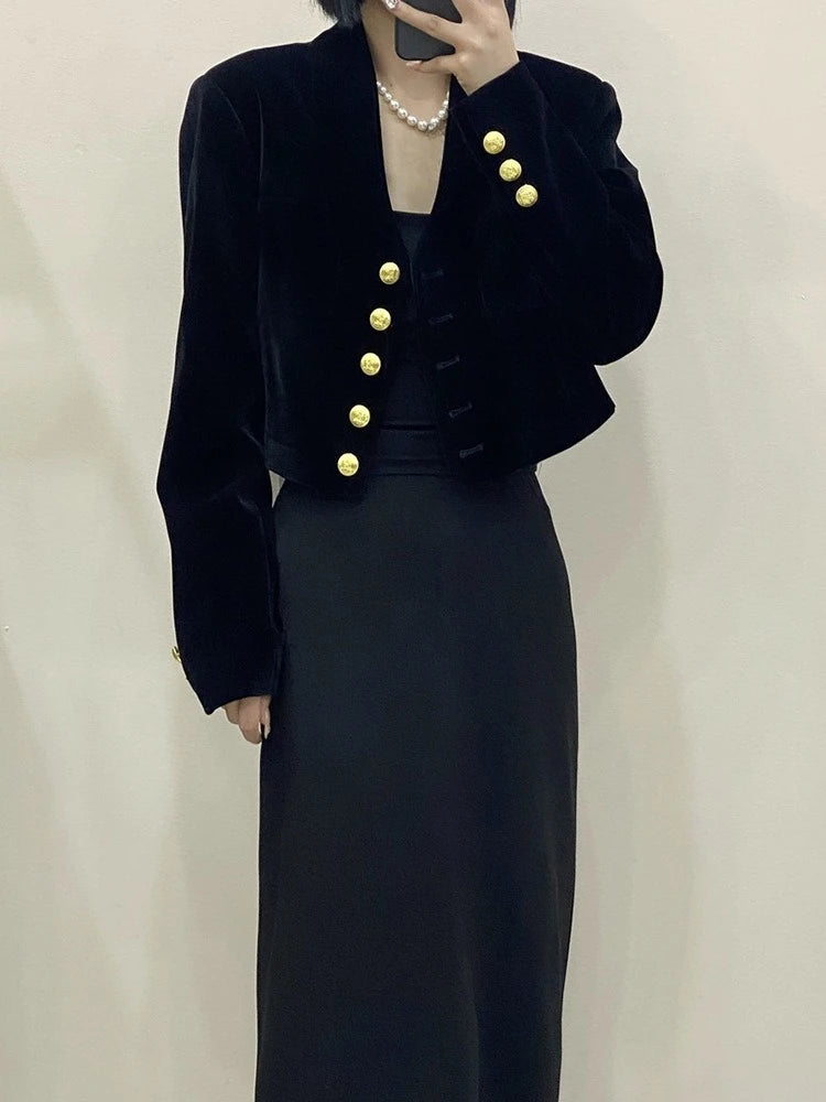 Manteau court en velours pour femmes, nouveau Style à la mode, haut amincissant et polyvalent, automne