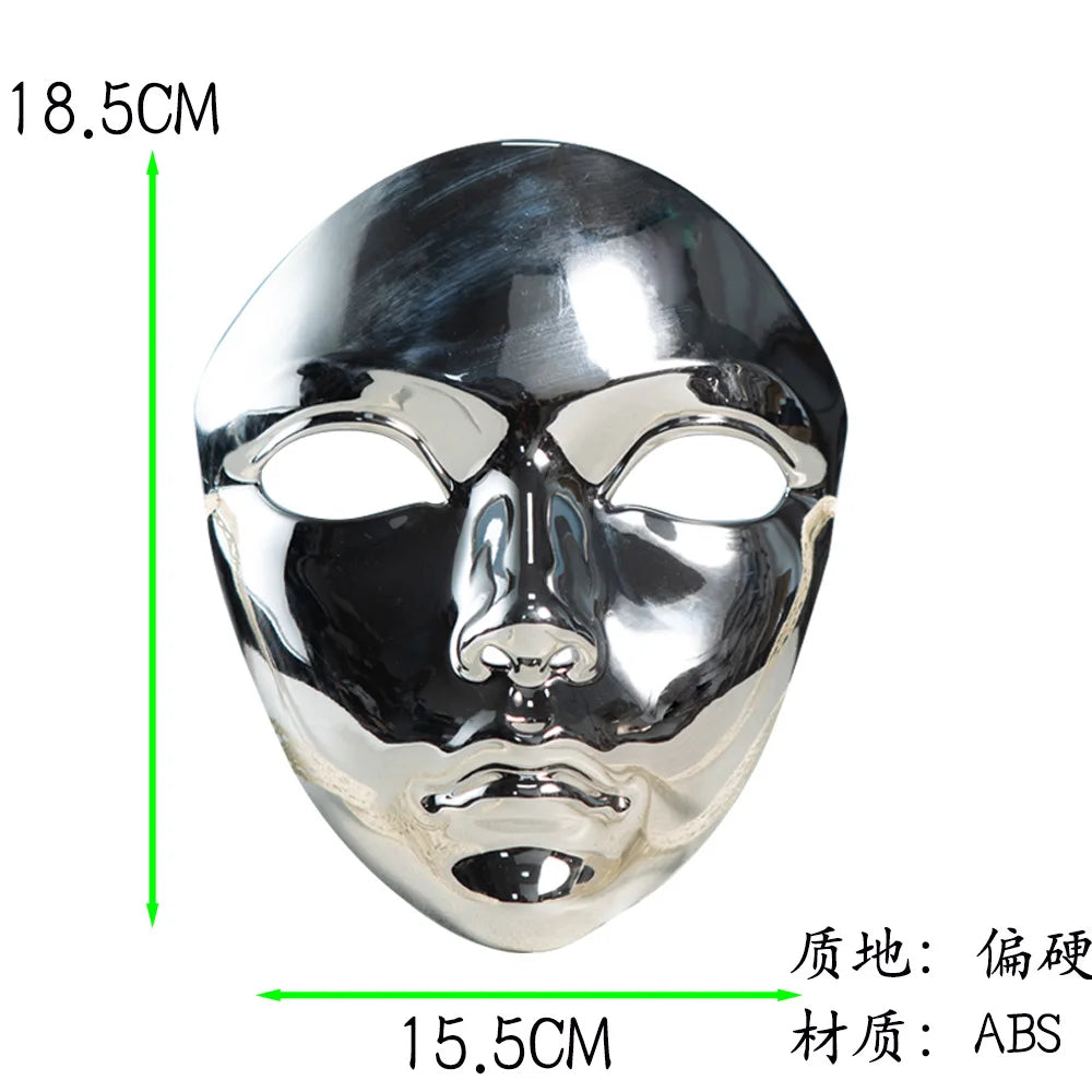 Masque de mascarade couleur métallique masque d'halloween visage complet pour femmes hommes Cosplay mascarade accessoires de Costume