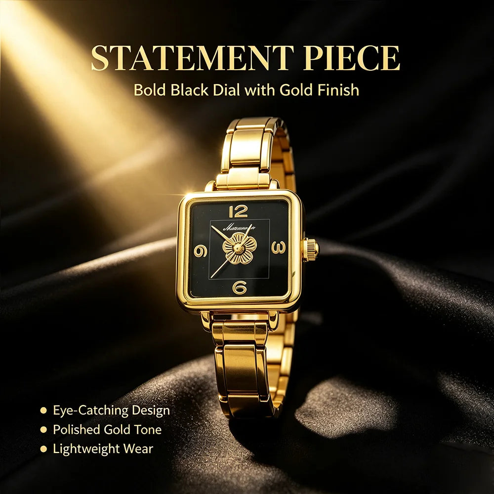 Montre à breloques DIY 9MM, style vintage de luxe, en acier inoxydable, bracelet à maillons italiens dorés pour femme, idéale pour le bureau au quotidien