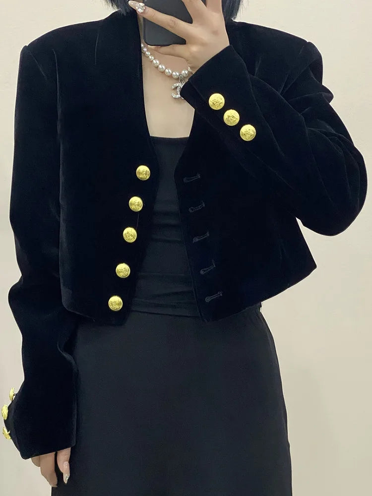 Manteau court en velours pour femmes, nouveau Style à la mode, haut amincissant et polyvalent, automne