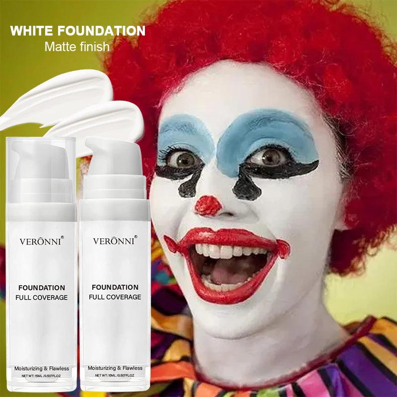 Fond de teint professionnel blanc pour le visage, mélange de blanc clair mat, maquillage éclaircissant blanc pur pour Cosplay, fond de maquillage gothique
