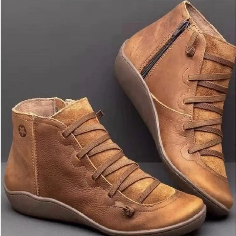 Bottes à lacets pour femmes, bottes de neige courtes Vintage, chaussures antidérapantes, Socofy Chaussures Femmes
