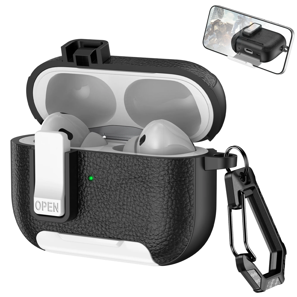 Support de téléphone étui cortex pour AirPods Pro 3 housse de casque Bluetooth pour AirPods Pro 2 ou AirPods 1 2 3 4 Pro étui avec crochet