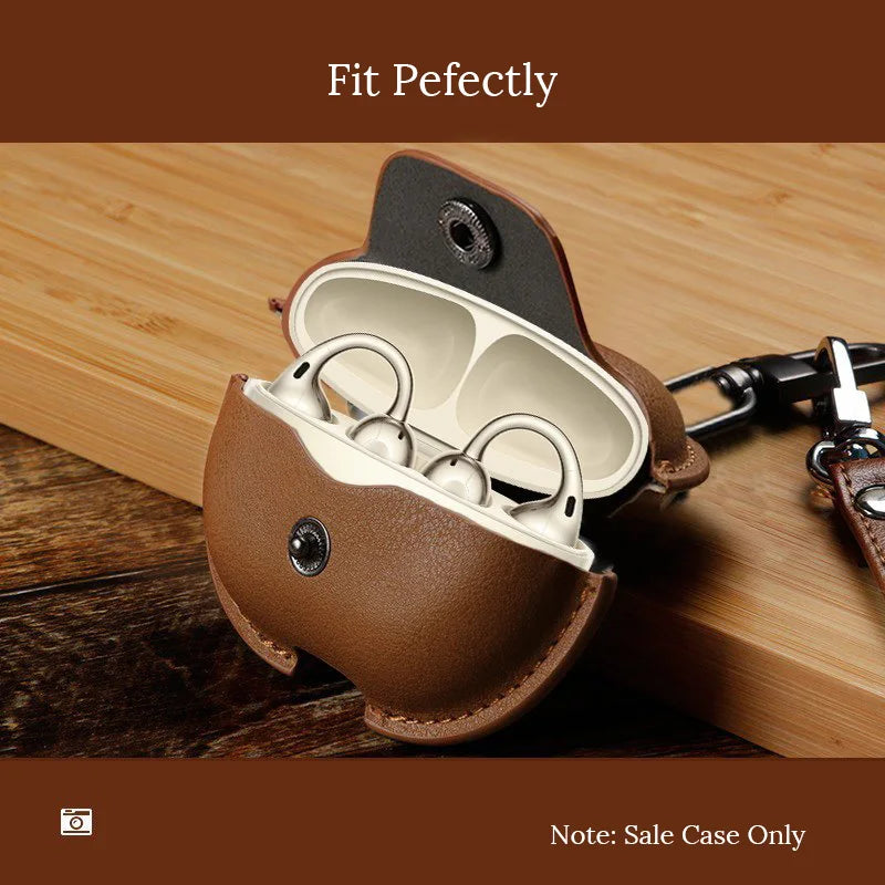 Étui de protection en cuir pour écouteurs OPPO Enco Clip 2, housse en cuir PU de qualité supérieure avec cordon anti-perte, protection intégrale antichoc
