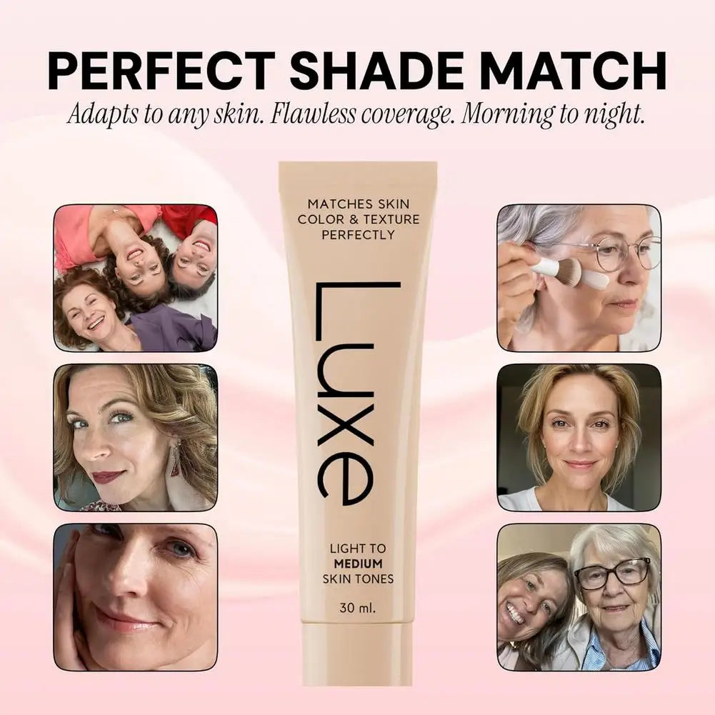 Fond de teint correcteur Luxe Skin Tone Matching, maquillage imperméable à couvrance totale pour dissimuler les imperfections et unifier le teint, longue tenue