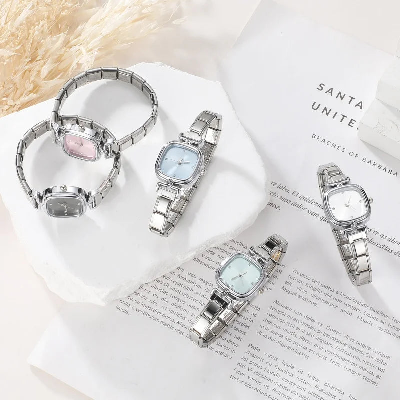 Montre Simple en acier inoxydable pour femmes, adaptée au Bracelet de 9mm, pour étudiant, ami, femme, anniversaire, bijoux à bricoler soi-même, cadeau, vente en gros