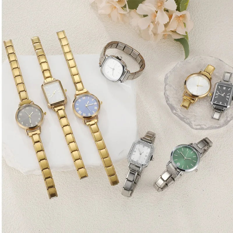 Connecteur de montre de mode en acier inoxydable, lien de charme italien de 9MM, en-tête de montre carrée pour femmes, Bracelet de liaison, bijoux à bricoler soi-même, cadeau