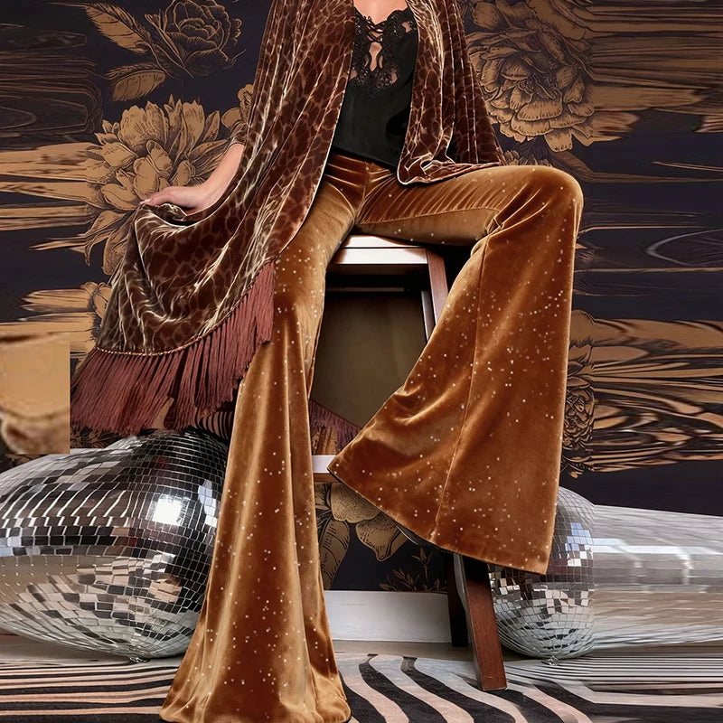 Mode velours pantalon femmes taille haute pantalon évasé pour les femmes automne hiver Stretch pantalon de fête rouge