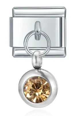 2025 femmes mode douze mois Zircon italien breloques liens modulaire ajustement 9mm en acier inoxydable élastique Bracelet bricolage fabrication de bijoux