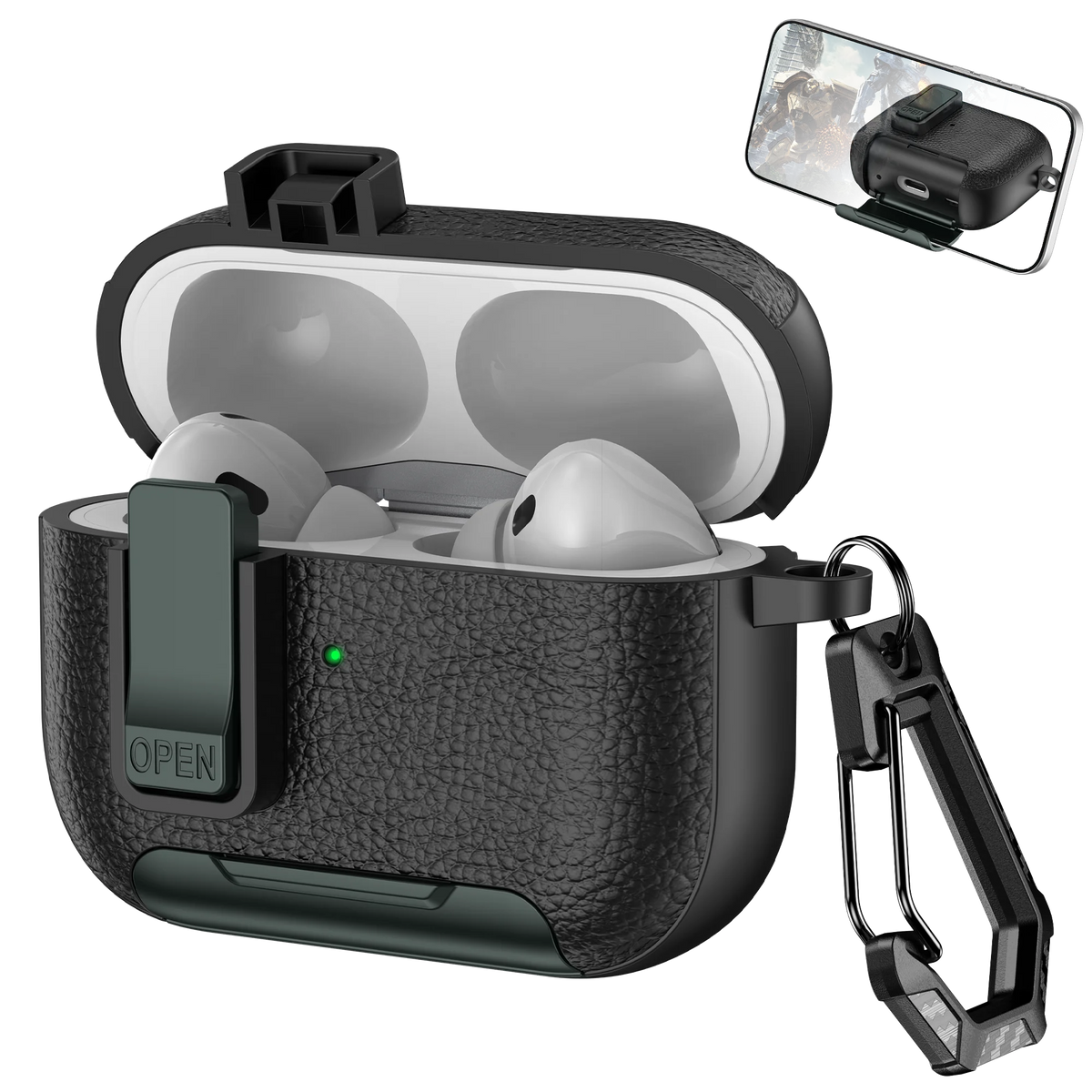 Support de téléphone étui cortex pour AirPods Pro 3 housse de casque Bluetooth pour AirPods Pro 2 ou AirPods 1 2 3 4 Pro étui avec crochet