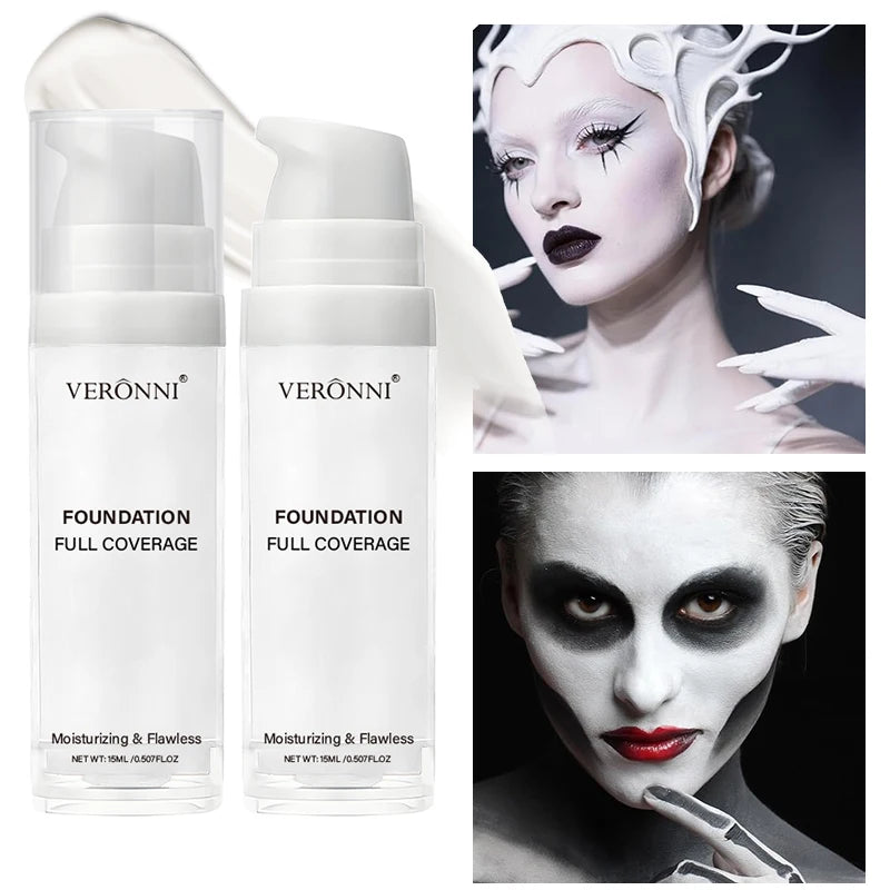 Fond de teint professionnel blanc pour le visage, mélange de blanc clair mat, maquillage éclaircissant blanc pur pour Cosplay, fond de maquillage gothique