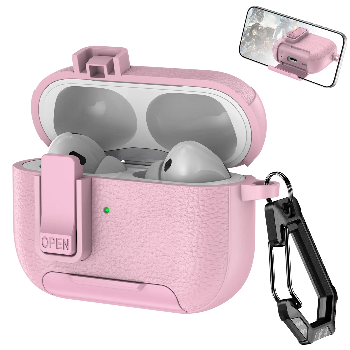 Support de téléphone étui cortex pour AirPods Pro 3 housse de casque Bluetooth pour AirPods Pro 2 ou AirPods 1 2 3 4 Pro étui avec crochet