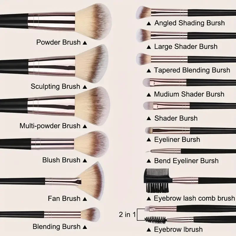 Ensemble de pinceaux de maquillage doux et moelleux, pour fard à paupières, fond de teint, correcteur, blush, Kabuki, outil de beauté professionnel pour femmes, 3 à 20 pièces