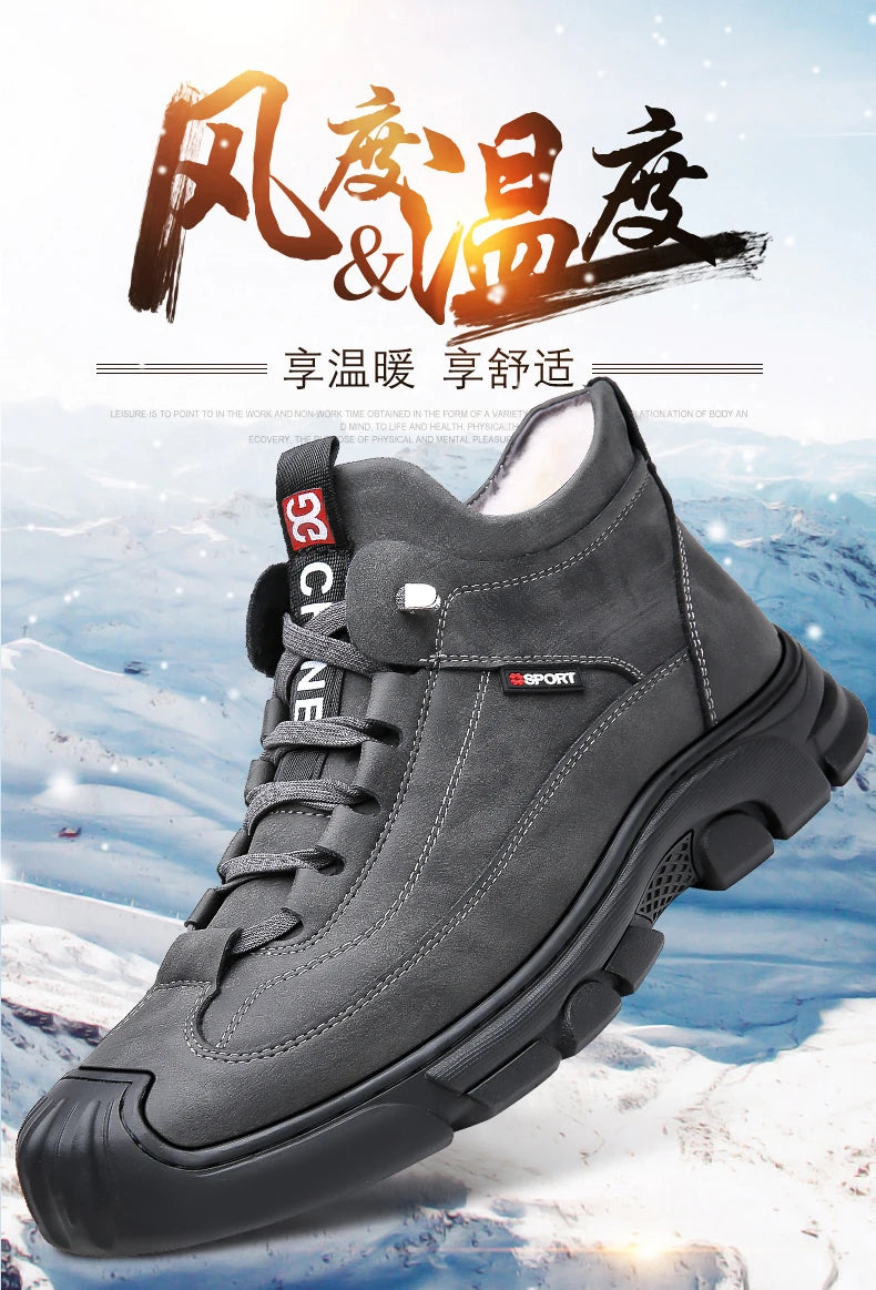 Bottes en cuir Pu hommes printemps chaussures hautes décontractées pour hommes tendance fermeture éclair chaussures plates hiver Sneaker vulcanisé cheville Tennis Zapatillas