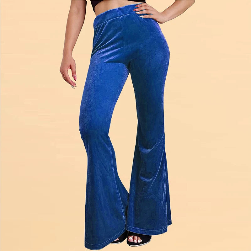 Pantalon évasé en velours pour femme, pantalon à cloche, coupe couvertes, taille haute, décontracté, automne, hiver