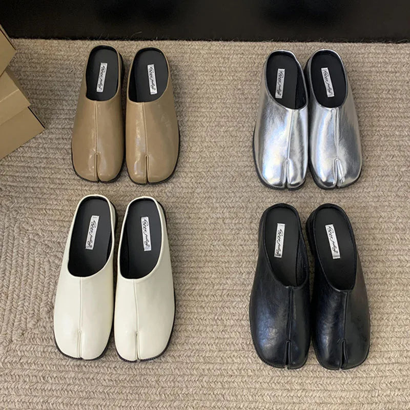 Chaussures d'intérieur et d'extérieur pour femmes, pantoufles plates, Mules à la mode, bout étrange, pantoufles, sandales pour dames