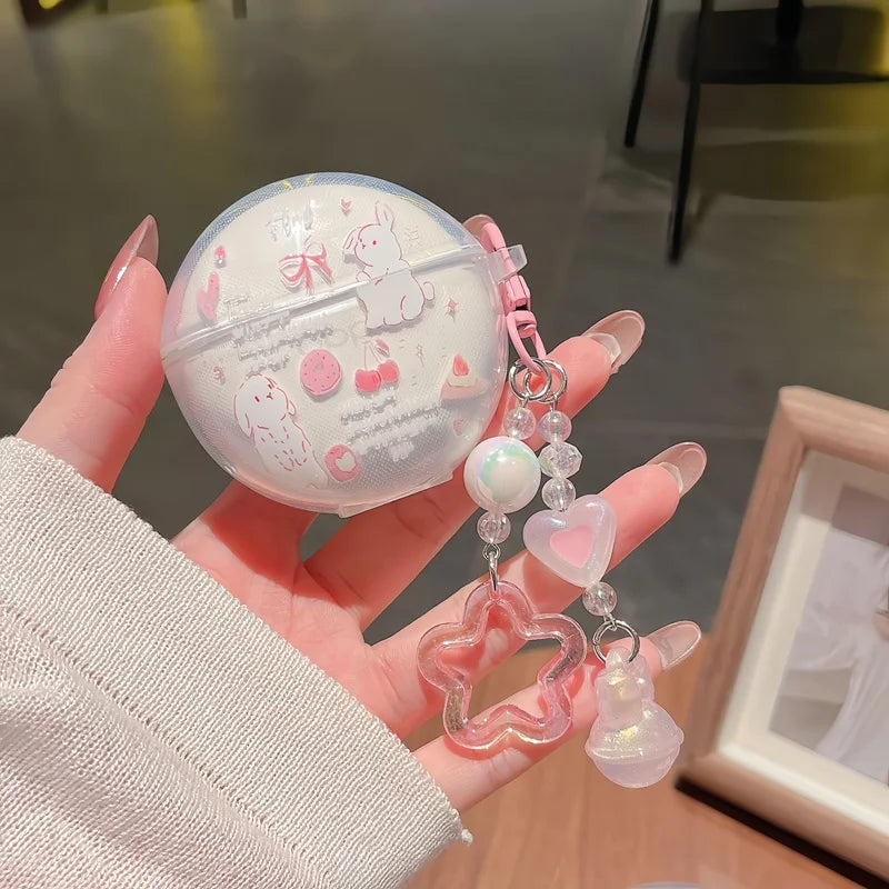 Étui de protection pour écouteurs OPPO Enco Buds 2, housse souple avec nœud de dessin animé cerise pour casque OPPO Enco Air 2i avec porte-clés