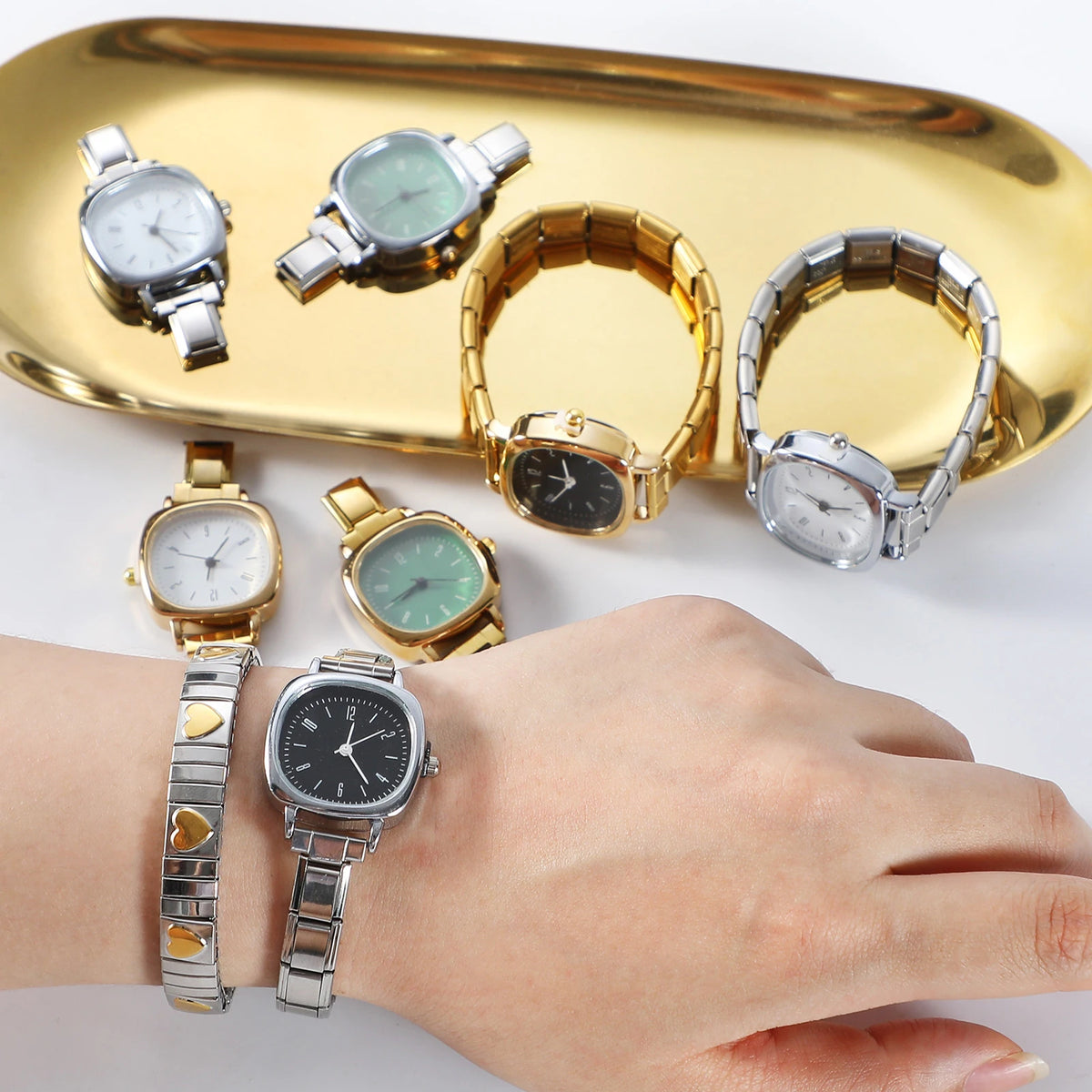 Connecteur de montre de mode en acier inoxydable, lien de charme italien de 9MM, en-tête de montre carrée pour femmes, Bracelet de liaison, bijoux à bricoler soi-même, cadeau
