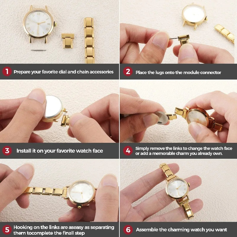Connecteur de montre de mode en acier inoxydable, lien de charme italien de 9MM, en-tête de montre carrée pour femmes, Bracelet de liaison, bijoux à bricoler soi-même, cadeau
